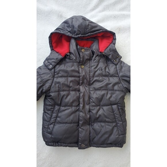 Calvin Klein Jeans Boy's Puffer Jacket Removable Hood Dark Grey Size (2_3) Years - Picture 1 of 9